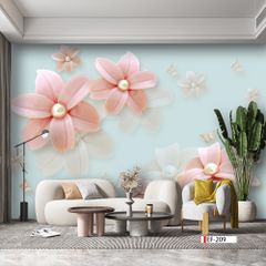 TRANH VẢI DÁN TƯỜNG 3D PHÒNG KHÁCH - TRANH HOA 3D | MÃ EF-209