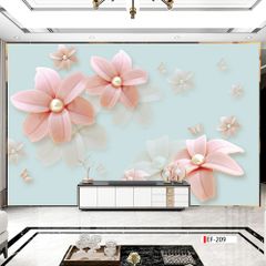 TRANH VẢI DÁN TƯỜNG 3D PHÒNG KHÁCH - TRANH HOA 3D | MÃ EF-209