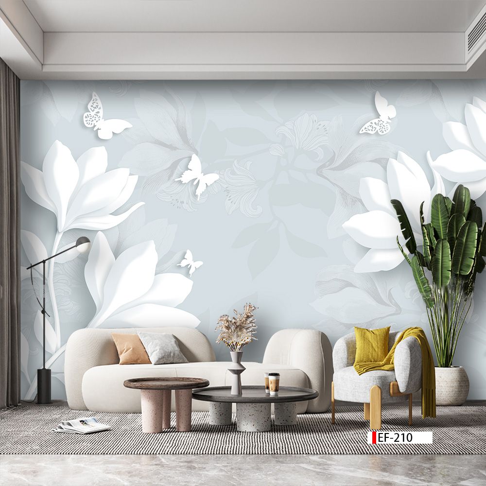 TRANH VẢI DÁN TƯỜNG 3D PHÒNG KHÁCH - TRANH HOA 3D | MÃ EF-210