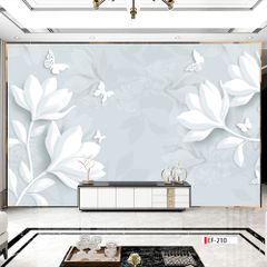 TRANH VẢI DÁN TƯỜNG 3D PHÒNG KHÁCH - TRANH HOA 3D | MÃ EF-210