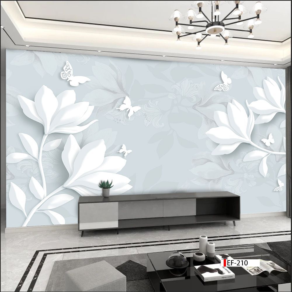 TRANH VẢI DÁN TƯỜNG 3D PHÒNG KHÁCH - TRANH HOA 3D | MÃ EF-210