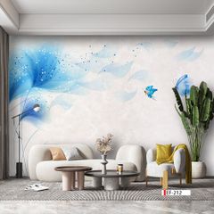 TRANH VẢI DÁN TƯỜNG 3D PHÒNG KHÁCH - TRANH HOA 3D | MÃ EF-212