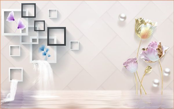 TRANH VẢI DÁN TƯỜNG 3D PHÒNG KHÁCH - TRANH HOA 3D | MÃ EF-214