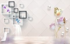 TRANH VẢI DÁN TƯỜNG 3D PHÒNG KHÁCH - TRANH HOA 3D | MÃ EF-214