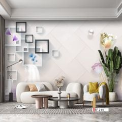 TRANH VẢI DÁN TƯỜNG 3D PHÒNG KHÁCH - TRANH HOA 3D | MÃ EF-214