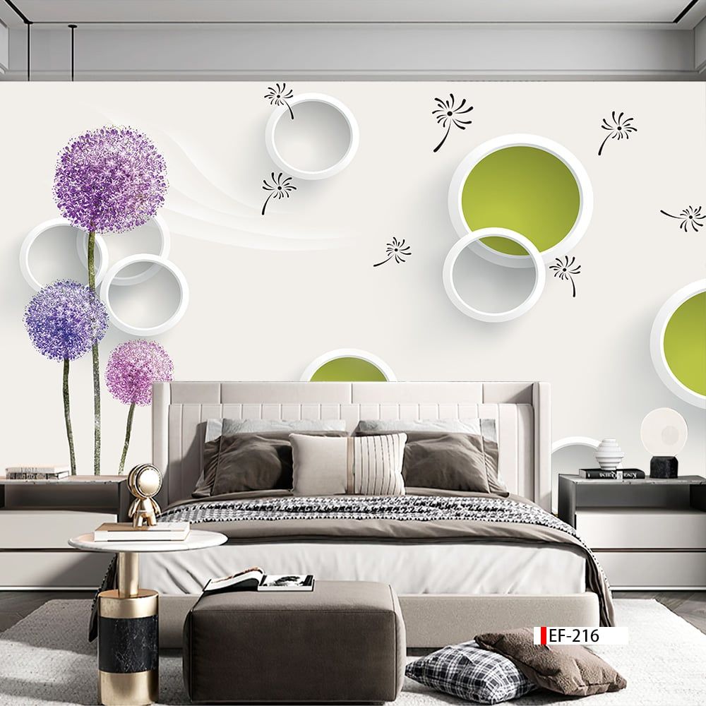 TRANH VẢI DÁN TƯỜNG 3D PHÒNG KHÁCH - TRANH HOA 3D | MÃ EF-216