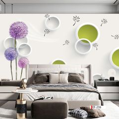 TRANH VẢI DÁN TƯỜNG 3D PHÒNG KHÁCH - TRANH HOA 3D | MÃ EF-216