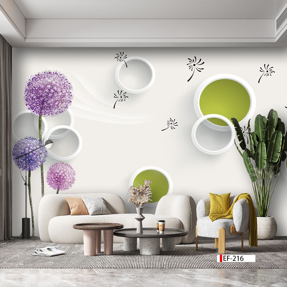 TRANH VẢI DÁN TƯỜNG 3D PHÒNG KHÁCH - TRANH HOA 3D | MÃ EF-216