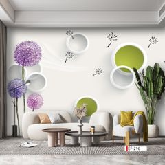 TRANH VẢI DÁN TƯỜNG 3D PHÒNG KHÁCH - TRANH HOA 3D | MÃ EF-216