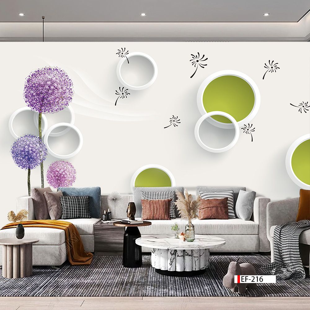 TRANH VẢI DÁN TƯỜNG 3D PHÒNG KHÁCH - TRANH HOA 3D | MÃ EF-216