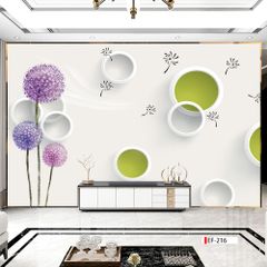 TRANH VẢI DÁN TƯỜNG 3D PHÒNG KHÁCH - TRANH HOA 3D | MÃ EF-216