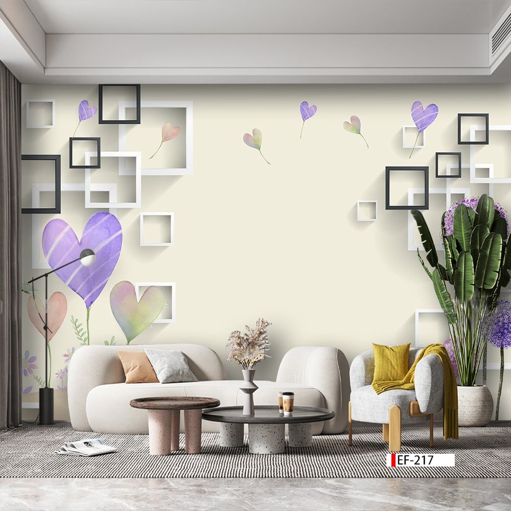 TRANH VẢI DÁN TƯỜNG 3D PHÒNG KHÁCH - TRANH HOA 3D | MÃ EF-217