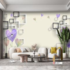 TRANH VẢI DÁN TƯỜNG 3D PHÒNG KHÁCH - TRANH HOA 3D | MÃ EF-217