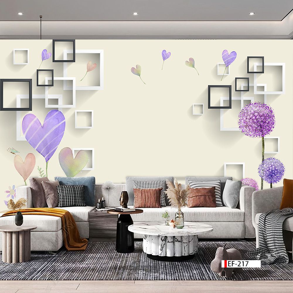 TRANH VẢI DÁN TƯỜNG 3D PHÒNG KHÁCH - TRANH HOA 3D | MÃ EF-217