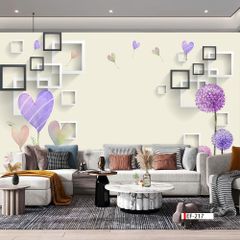 TRANH VẢI DÁN TƯỜNG 3D PHÒNG KHÁCH - TRANH HOA 3D | MÃ EF-217