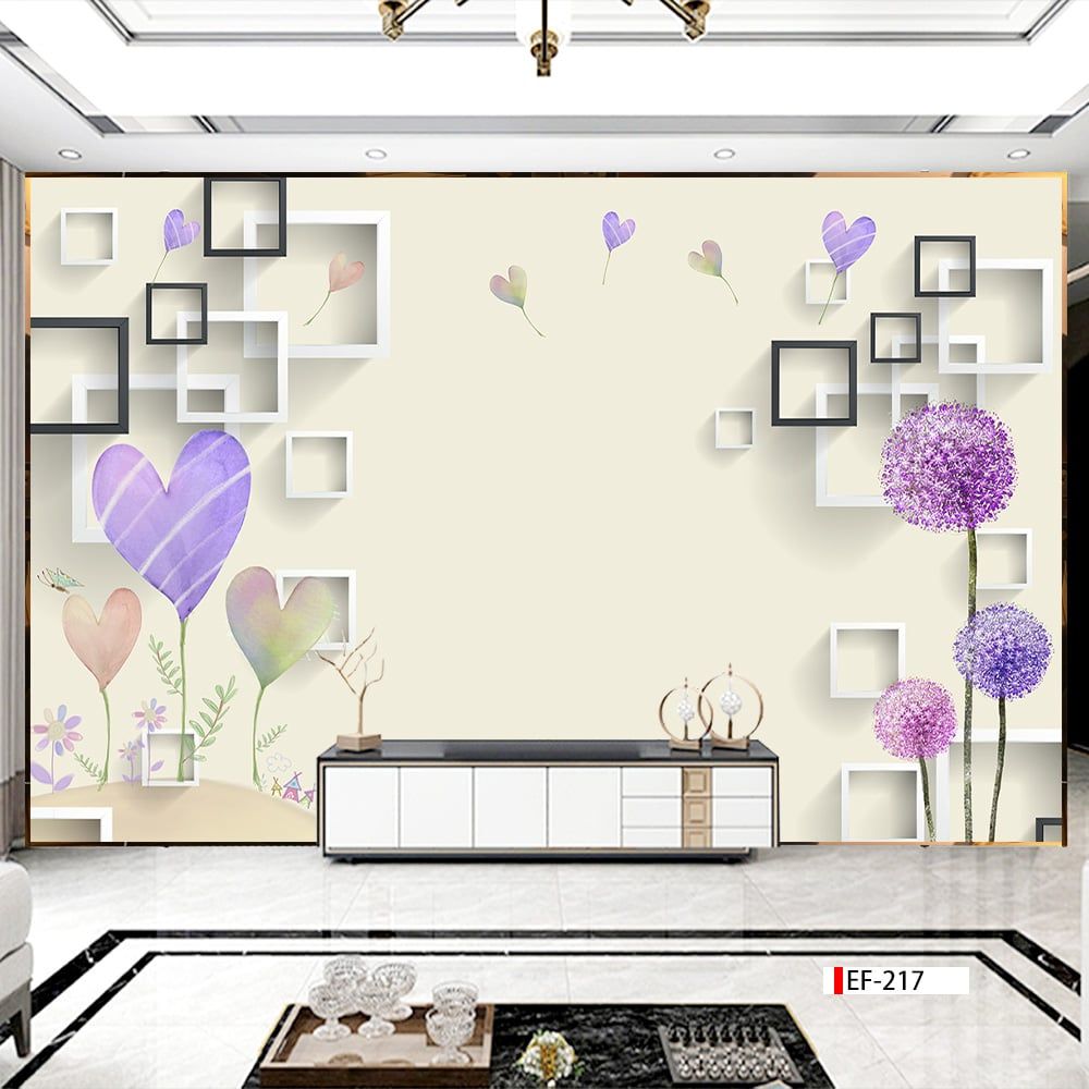 TRANH VẢI DÁN TƯỜNG 3D PHÒNG KHÁCH - TRANH HOA 3D | MÃ EF-217