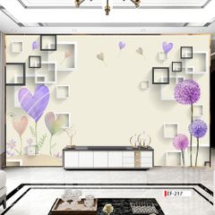 TRANH VẢI DÁN TƯỜNG 3D PHÒNG KHÁCH - TRANH HOA 3D | MÃ EF-217