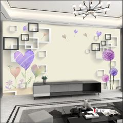 TRANH VẢI DÁN TƯỜNG 3D PHÒNG KHÁCH - TRANH HOA 3D | MÃ EF-217