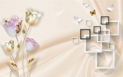 TRANH VẢI DÁN TƯỜNG 3D PHÒNG KHÁCH - TRANH HOA 3D | MÃ EF-219