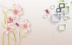 TRANH VẢI DÁN TƯỜNG 3D PHÒNG KHÁCH - TRANH HOA 3D | MÃ EF-220