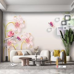 TRANH VẢI DÁN TƯỜNG 3D PHÒNG KHÁCH - TRANH HOA 3D | MÃ EF-220