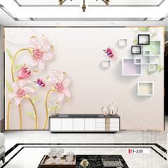 TRANH VẢI DÁN TƯỜNG 3D PHÒNG KHÁCH - TRANH HOA 3D | MÃ EF-220