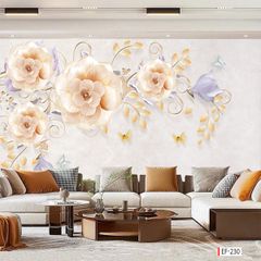 173 TRANH DÁN TƯỜNG 3D -TRANH DÁN PHÒNG NGỦ TRANH VẢI HOA 3D- TRANH DÁN PHÒNG KHÁCH SAU SOFA  |MÃ TRANH EF-230