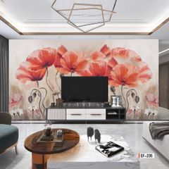 TRANH VẢI DÁN TƯỜNG 3D PHÒNG KHÁCH - TRANH HOA 3D | MÃ EF-235
