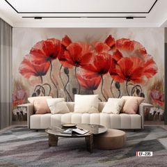 TRANH VẢI DÁN TƯỜNG 3D PHÒNG KHÁCH - TRANH HOA 3D | MÃ EF-235
