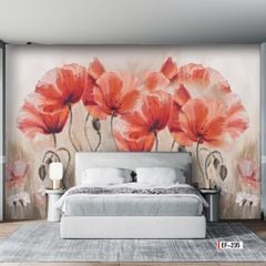 TRANH VẢI DÁN TƯỜNG 3D PHÒNG KHÁCH - TRANH HOA 3D | MÃ EF-235