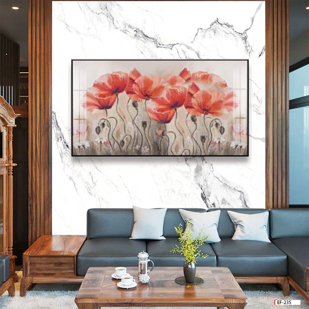 TRANH TREO TƯỜNG PHÒNG KHÁCH - TRANH HOA 3D KHỔ LỚN | MÃ EF-235