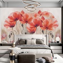 TRANH VẢI DÁN TƯỜNG 3D PHÒNG KHÁCH - TRANH HOA 3D | MÃ EF-235