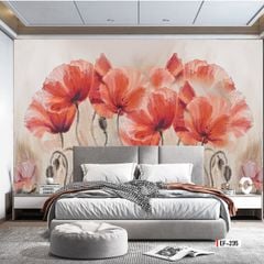 TRANH VẢI DÁN TƯỜNG 3D PHÒNG KHÁCH - TRANH HOA 3D | MÃ EF-235