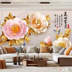 174 TRANH DÁN TƯỜNG 3D -TRANH DÁN PHÒNG NGỦ TRANH VẢI HOA 3D- TRANH DÁN PHÒNG KHÁCH SAU SOFA  |MÃ TRANH EF-327