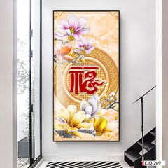 BST93 - TRANH TREO TƯỜNG - TRANG TRÍ HÀNH LANG, SẢNH, LỐI ĐI - CHỦ ĐỀ TRANH HOA 3D, BÌNH HOA - TRANH ĐƠN DỌC