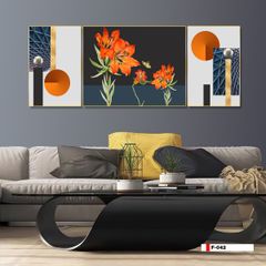 TRANH TREO TƯỜNG PHÒNG KHÁCH - TRANH HOA 3D GHÉP BỘ 3 BỨC | MÃ F-042