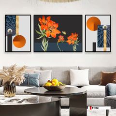 TRANH TREO TƯỜNG PHÒNG KHÁCH - TRANH HOA 3D GHÉP BỘ 3 BỨC | MÃ F-042