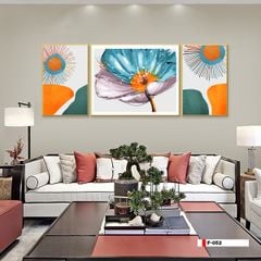TRANH TREO TƯỜNG PHÒNG KHÁCH - TRANH HOA 3D GHÉP BỘ 3 BỨC | MÃ F-052