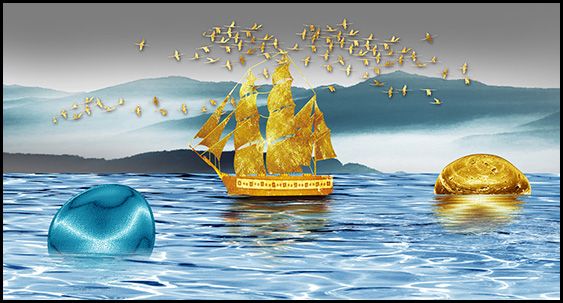 TRANH TREO TƯỜNG PHÒNG KHÁCH - TRANH THUẬN BUỒM XUÔI GIÓ KHỔ LỚN | MÃ F-064