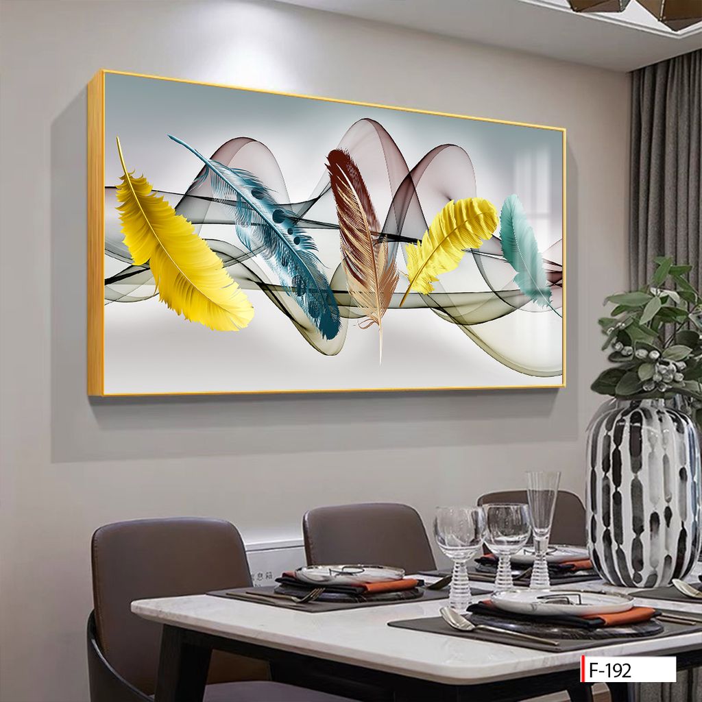 BST81 - TRANH TREO TƯỜNG - TRANG TRÍ PHÒNG KHÁCH, SAU SOFA, PHÒNG NGỦ - CHỦ ĐỀ LÔNG VŨ, THIÊN NGA, LÁ BẠCH QUẢ - KHỔ LỚN