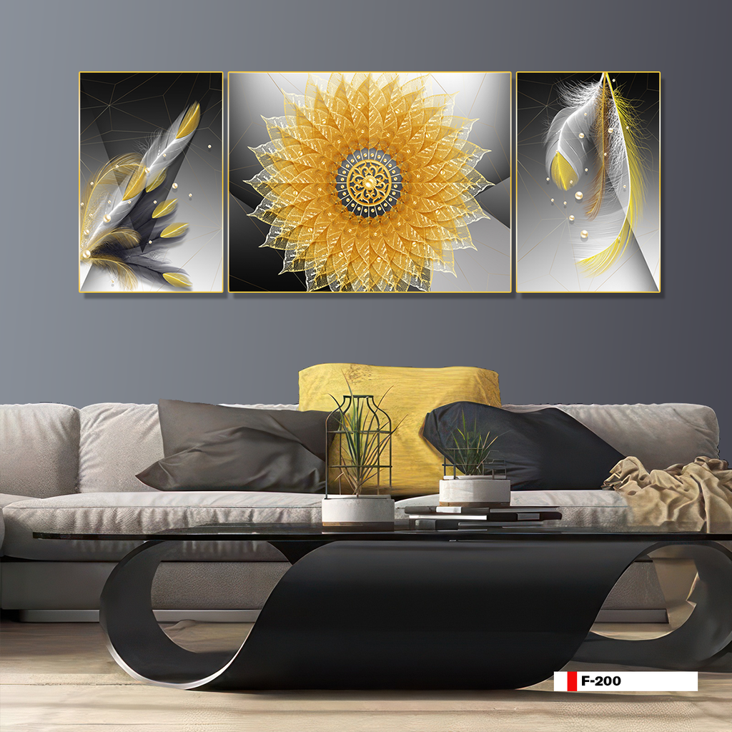 TRANH TREO PHÒNG KHÁCH TRỪU TƯỢNG HIỆN ĐẠI - TRANH GHÉP BỘ 3 BỨC | MÃ F-200