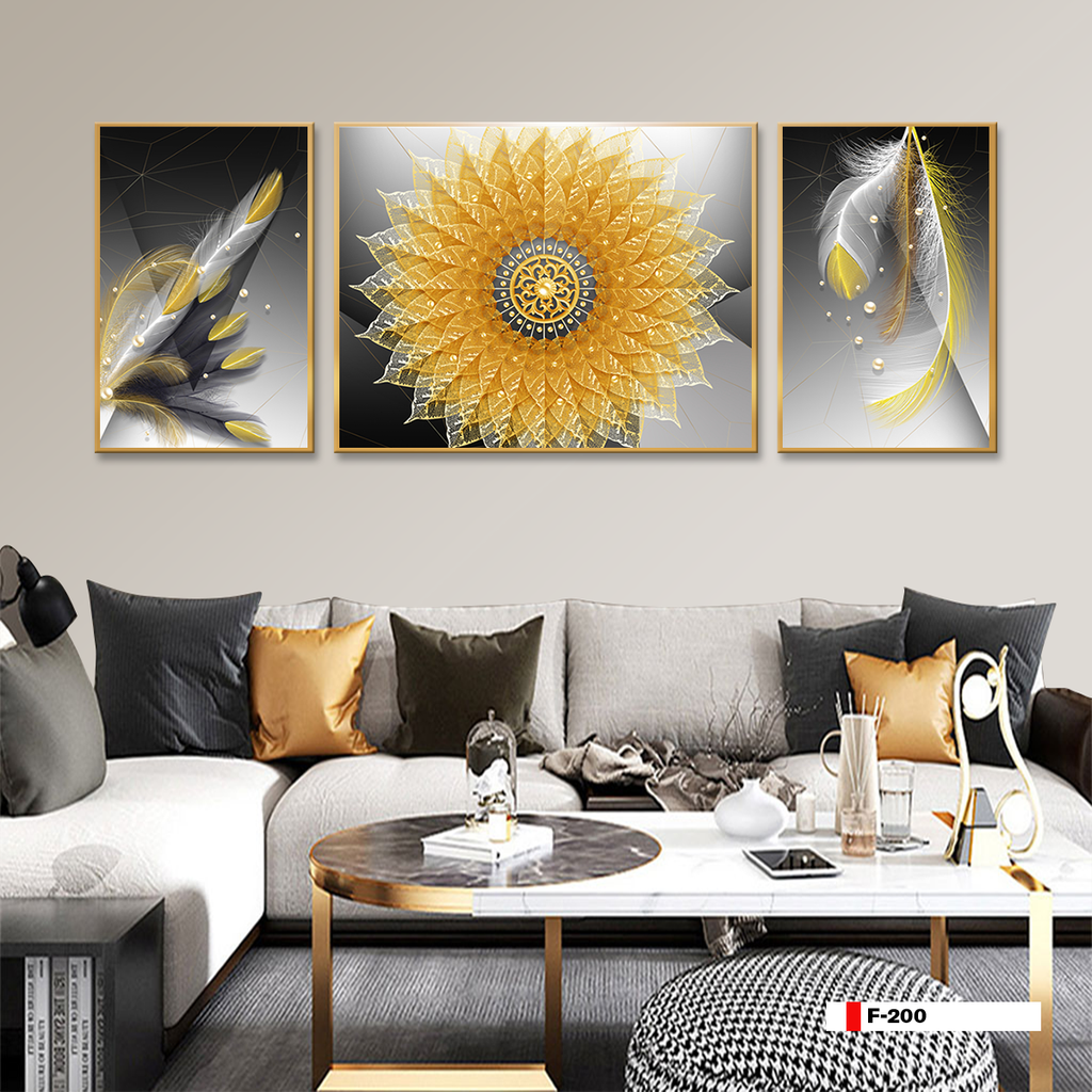 TRANH TREO PHÒNG KHÁCH TRỪU TƯỢNG HIỆN ĐẠI - TRANH GHÉP BỘ 3 BỨC | MÃ F-200