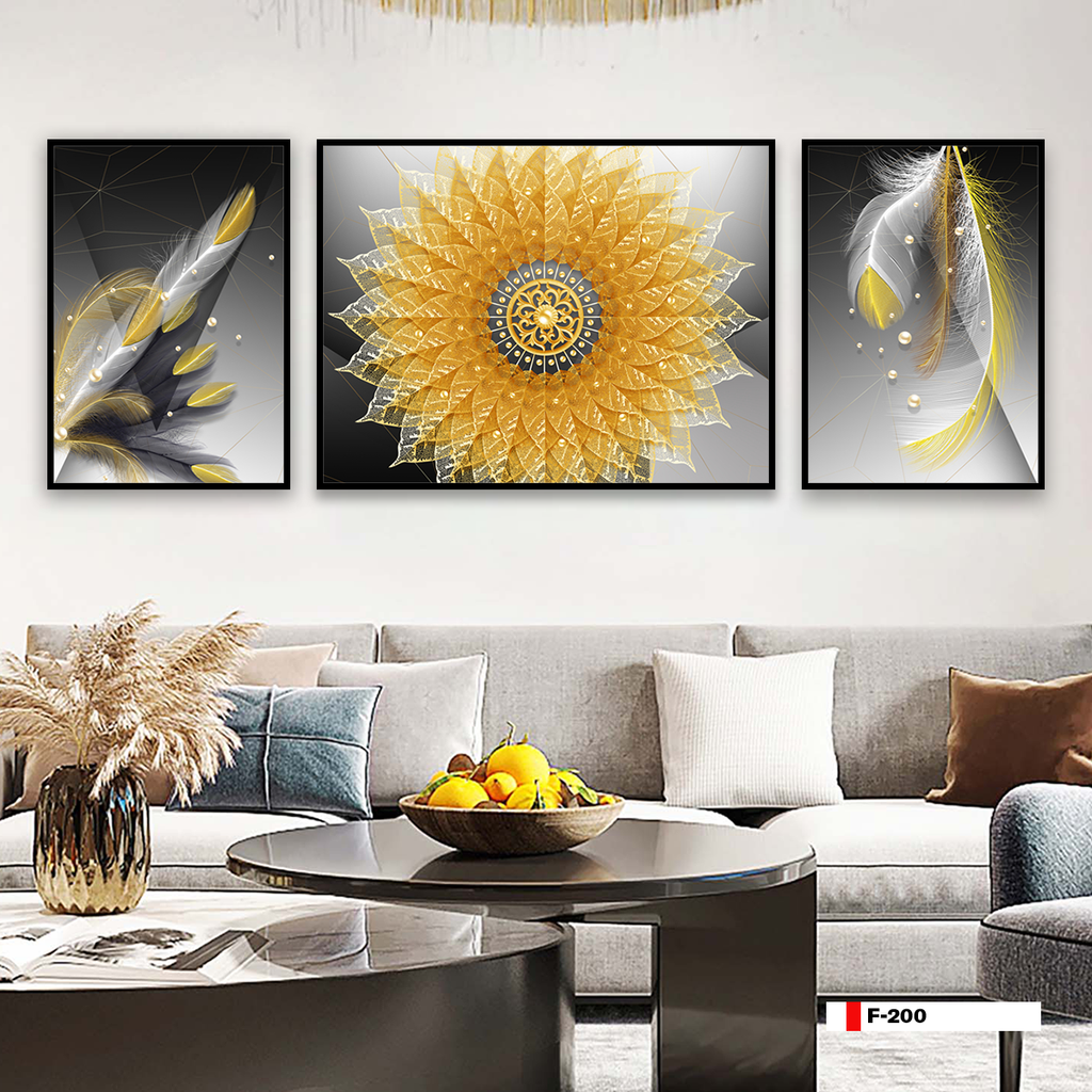 TRANH TREO PHÒNG KHÁCH TRỪU TƯỢNG HIỆN ĐẠI - TRANH GHÉP BỘ 3 BỨC | MÃ F-200