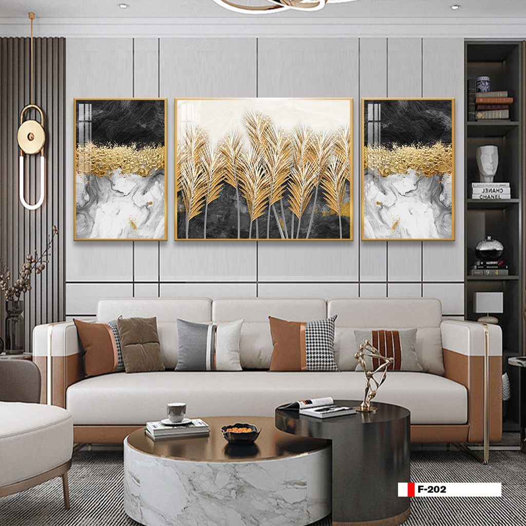 TRANH TREO PHÒNG KHÁCH TRỪU TƯỢNG HIỆN ĐẠI - TRANH GHÉP BỘ 3 BỨC | MÃ F-202