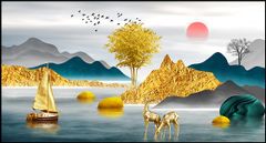 TRANH TREO TƯỜNG PHÒNG KHÁCH - TRANH THUẬN BUỒM XUÔI GIÓ KHỔ LỚN | MÃ F-236-2