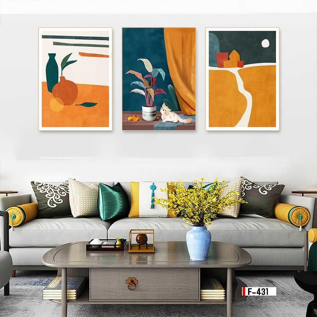 TRANH TREO TƯỜNG PHÒNG ĂN - PHÒNG KHÁCH - TRANH HOA 3D GHÉP BỘ 3 BỨC | MÃ F-431