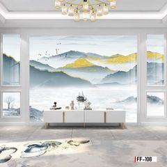 TRANH PVC ỐP TƯỜNG - VÁCH TRANG TRÍ TIVI PHÒNG KHÁCH - TRANH VÂN ĐÁ PHONG CẢNH | MÃ FF-108