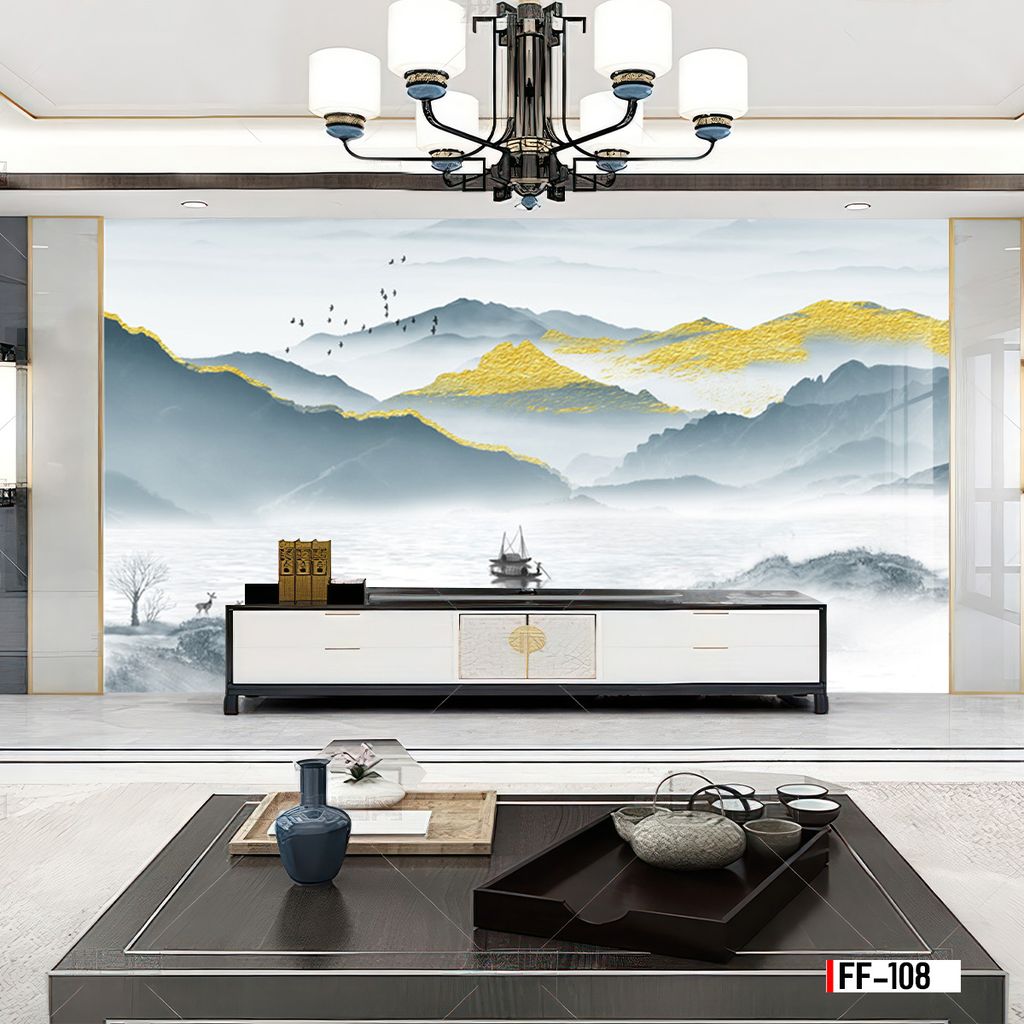 TRANH PVC ỐP TƯỜNG - VÁCH TRANG TRÍ TIVI PHÒNG KHÁCH - TRANH VÂN ĐÁ PHONG CẢNH | MÃ FF-108