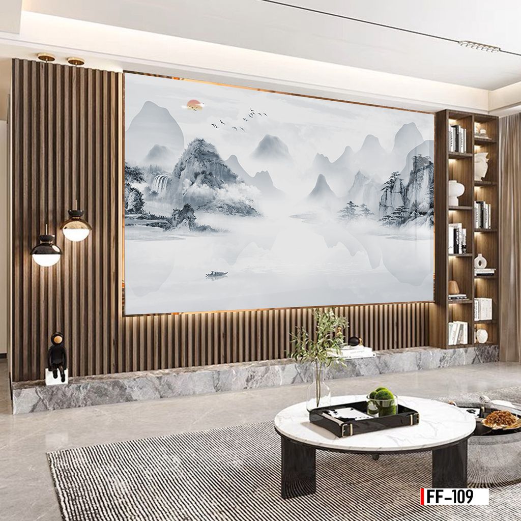 TRANH PVC ỐP TƯỜNG - VÁCH TRANG TRÍ TIVI PHÒNG KHÁCH - TRANH VÂN ĐÁ PHONG CẢNH | MÃ FF-109