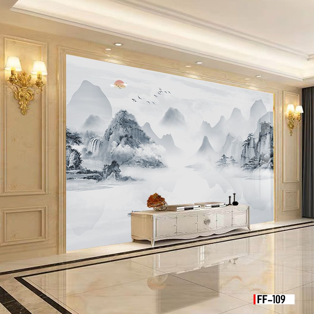 TRANH PVC ỐP TƯỜNG - VÁCH TRANG TRÍ TIVI PHÒNG KHÁCH - TRANH VÂN ĐÁ PHONG CẢNH | MÃ FF-109